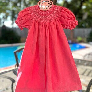 Vintage Coral/Pink Mom & Me, Corduroy Dress, 12M